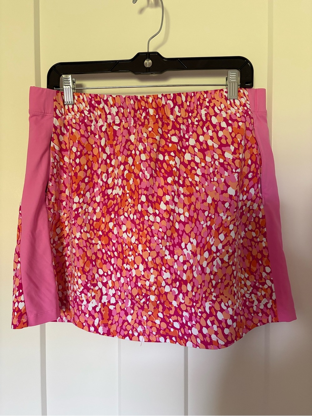 J. McLaughlin Pink Multi Print A-Line Skort - Large